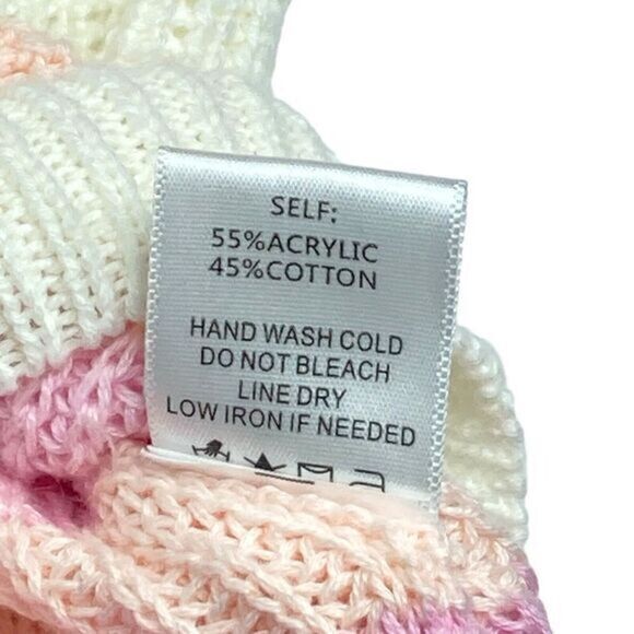 Pink Lily Hoodie Womens Sz M Pink White Striped Pull Over Knit Oversized Sweater - Picture 16 of 16